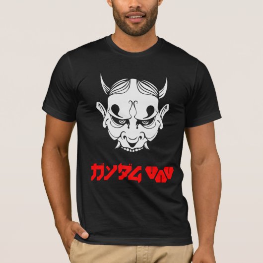 Cyberpunk Samurai Demon Hannya Mask  Tシャツ (正面)