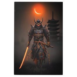 Cyberpunk Samurai Futuristic Warrior メタルプリント