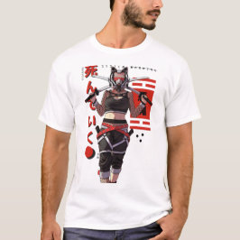 Cyberpunk Samurai Girl Fox Mask  Tシャツ