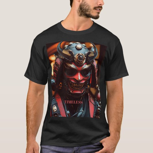 Cyberpunk Samurai Hannya Mask Tシャツ (正面)