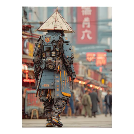 Cyberpunk Samurai Mecha Conical Hat フォトプリント (正面)