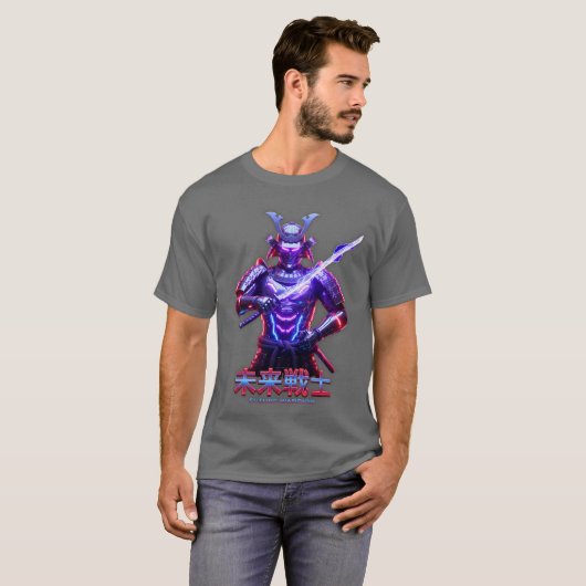 Cyberpunk Samurai Sword Graphic Tee Tシャツ (正面フル)