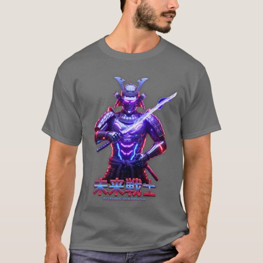 Cyberpunk Samurai Sword Graphic Tee Tシャツ (正面)