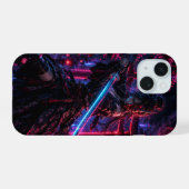 Cyberpunk Samurai Woman – Neon Ronin iPhone 15ケース (裏面横)