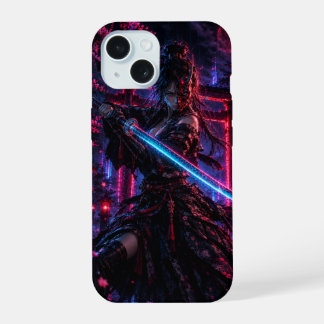 Cyberpunk Samurai Woman  – Neon Ronin iPhone 15ケース