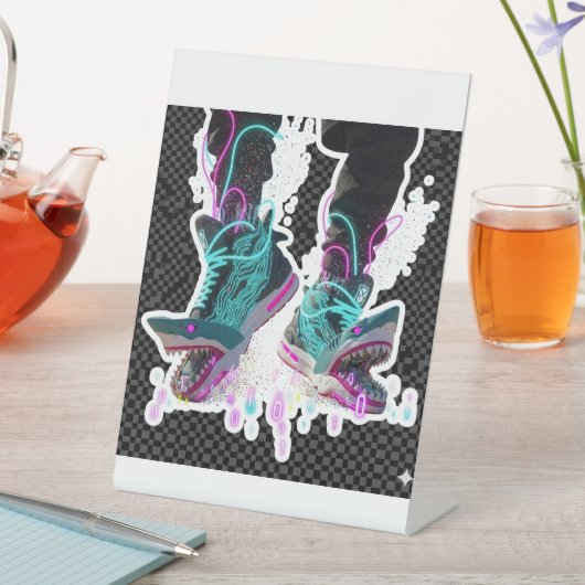 Cyberpunk Shark Brainrot Sticker brainrot 台座サイン (インサイチュ)