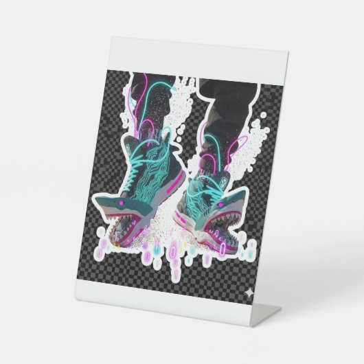 Cyberpunk Shark Brainrot Sticker brainrot 台座サイン (正面)