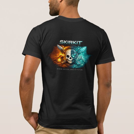 Cyberpunk Skull T-Shirt – Ancient vs Future Tech W Tシャツ (裏面)