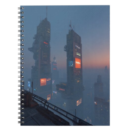 Cyberpunk Skyline Fog Notebook ノートブック (正面)