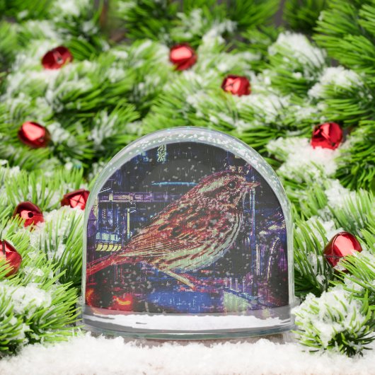 Cyberpunk Sparrow in Neon Cityscape (クリスマス)