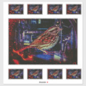 Cyberpunk Sparrow in Neon Cityscape シール (シート)