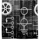 Cyberpunk Techギークギア電子技術者数学 シャワーカーテン (正面)