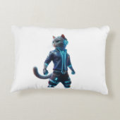 Cyberpunk Techwear Cat - Futuristic Neon Pillow アクセントクッション (裏面)