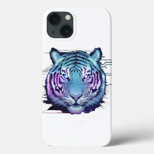 Cyberpunk Tiger iphoneケース – Neon Circuit Animal Case-Mate iPhoneケース (裏面)