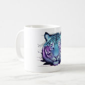 Cyberpunk Tiger Mug - Neon Circuit Animal コーヒーマグカップ (正面左)