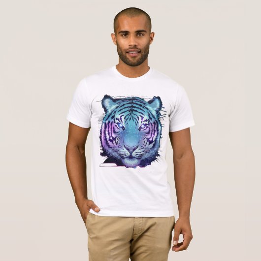 Cyberpunk Tiger Tシャツ – Neon Circuit Animal (正面フル)