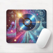 Cyberpunk Vinyl Beats - Neon Synthwave Gaming Mous マウスパッド (マウス)