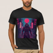 Cyberpunk Warrior Under Red Moon Tシャツ (正面)