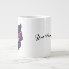 Cyberpunk Wolf Neon Art Personalizable Name Mug -  ジャンボコーヒーマグカップ
