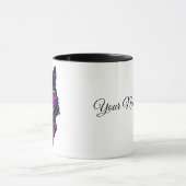 Cyberpunk Wolf Neon Art Personalizable Name Mug -  マグカップ (中央)