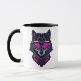 Cyberpunk Wolf Neon Art Personalizable Name Mug -  マグカップ