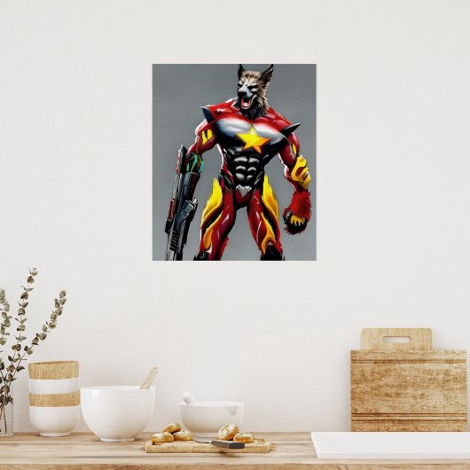 Cyberpunk Wolf, Werwolf Art Digital Download ポスター (キッチン)