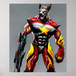 Cyberpunk Wolf, Werwolf Art Digital Download ポスター