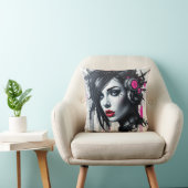 Cyberpunk Woman - Edgy Sci-Fi Art クッション (椅子)