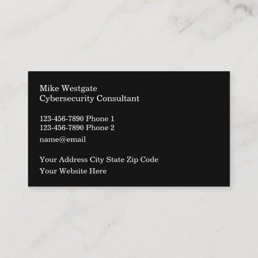 CyberSecurity Servicesモダンの両面 名刺 (裏面)