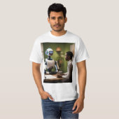 CyberTee Lab：ロボットはっきりした愛好家のためのデザイン Tシャツ (正面フル)