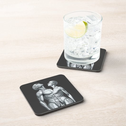 Cyborg Couple Square Hard Plastic Coasters コースター (右側)