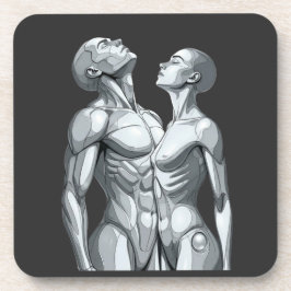 Cyborg Couple Square Hard Plastic Coasters コースター