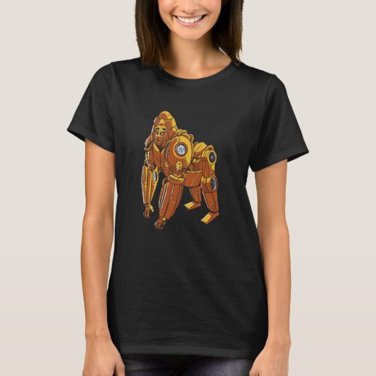 Cyborg gorilla monkey stempunk robotic tシャツ (正面)