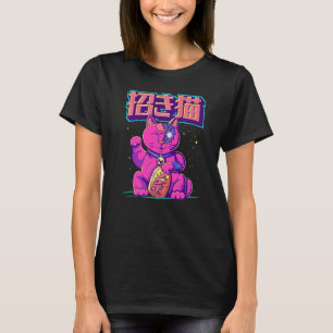 Cyborg Maneki Neko Cat 日本の Lucky Cat Cyber Ae Tシャツ