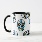 Cyborg Pixelated Skull Pattern マグカップ (左)