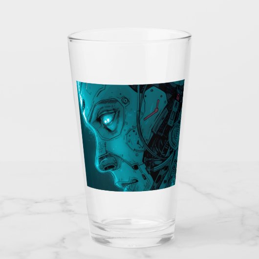 CYBORG ROBOTIC HEAD Beer タンブラーグラス (正面)