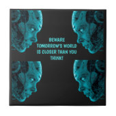 CYBORG ROBOTIC HEAD Ceramic Tile タイル (正面)