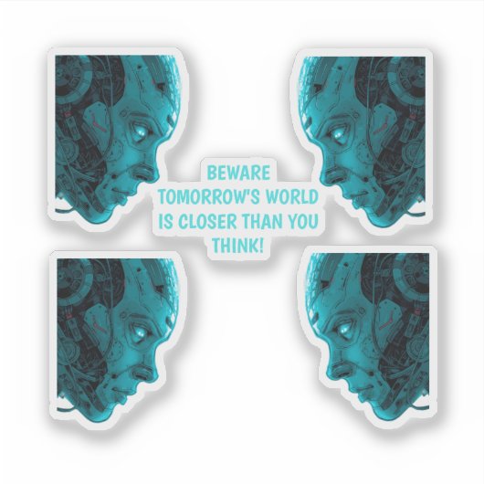 CYBORG ROBOTIC HEAD Sticker シール (正面)