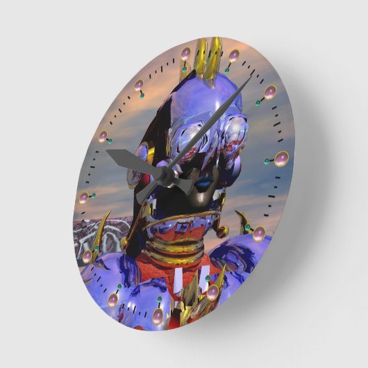CYBORG TITANポートレートブルーサイエンスフィクションサイエンスフィクション ラウンド壁時計 (傾斜)