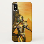 CYBORG TITAN, DESERT HYPERION Science Fictionサイエンス iPhone X ケース<br><div class="desc">黄色芸術的、緑、茶色、白の色でカラフルと明るいSF画像。彼の反射クロムメタリックなキャラペ鮮やかースとHyperionからのタイタンのサイボーグは、ピラミッドと超現実的な環境で、熱い太陽、エジプトの風景に似た砂漠、3D映画Hyperion Worldからのアニメーションフレーム。クリスマスや休日、特別な機会に贈る美しい贈り物でもある。</div>