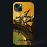 CYBORG TITAN, DESERT HYPERION Science Fictionサイエンス iPhone 13ケース<br><div class="desc">黄色芸術的、緑、茶色、白の色でカラフルと明るいSF画像。彼の反射クロムメタリックなキャラペ鮮やかースとHyperionからのタイタンのサイボーグは、ピラミッドと超現実的な環境で、熱い太陽、エジプトの風景に似た砂漠、3D映画Hyperion Worldからのアニメーションフレーム。クリスマスや休日、特別な機会に贈る美しい贈り物でもある。</div>