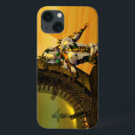 CYBORG TITAN, DESERT HYPERION Science Fictionサイエンス iPhone 13ケース<br><div class="desc">黄色芸術的、緑、茶色、白の色でカラフルと明るいSF画像。彼の反射クロムメタリックなキャラペ鮮やかースとHyperionからのタイタンのサイボーグは、ピラミッドと超現実的な環境で、熱い太陽、エジプトの風景に似た砂漠、3D映画Hyperion Worldからのアニメーションフレーム。クリスマスや休日、特別な機会に贈る美しい贈り物でもある。</div>