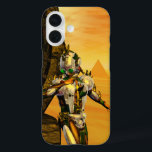 CYBORG TITAN, DESERT HYPERION Science Fictionサイエンス iPhone 16ケース<br><div class="desc">黄色芸術的、緑、茶色、白の色でカラフルと明るいSF画像。彼の反射クロムメタリックなキャラペ鮮やかースとHyperionからのタイタンのサイボーグは、ピラミッドと超現実的な環境で、熱い太陽、エジプトの風景に似た砂漠、3D映画Hyperion Worldからのアニメーションフレーム。クリスマスや休日、特別な機会に贈る美しい贈り物でもある。</div>