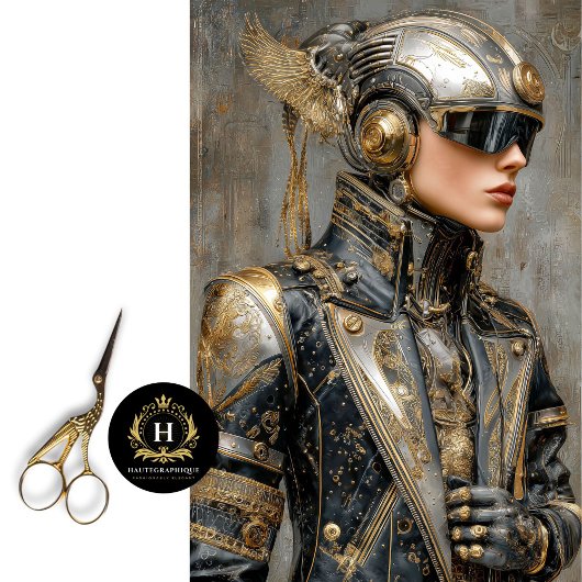 Cyborg Warrior Steampunk Sci-Fi Decoupage Art 薄葉紙