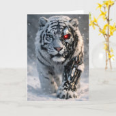 Cyborg white tiger greeting card cybernetic wild l カード (黄色い花)