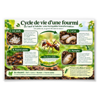 cycle de vie d'une fourmi フォトプリント           