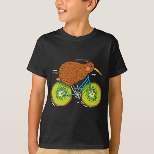 Cycle New Zealand Funny Kiwi On A Bicycle Design I Tシャツ (正面)