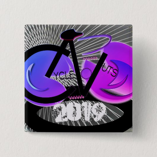 CycleNuts 2019ロゴスクエアボタン 缶バッジ (正面)