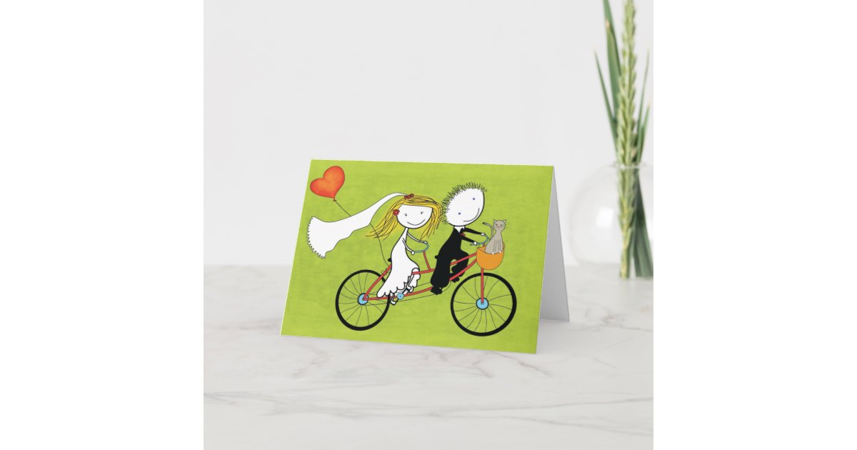 Cyclersおよび猫好きのためのおもしろいの結婚式招待状 招待状 Zazzle Co Jp