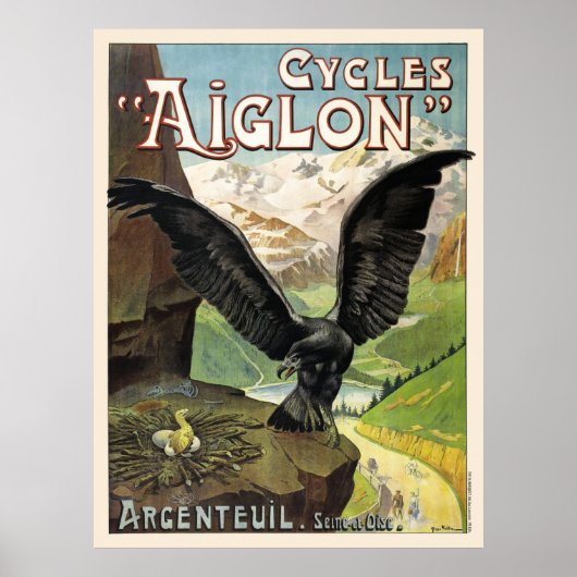 Cycles Aiglon Vintage Advertising Poster France ポスター (正面)
